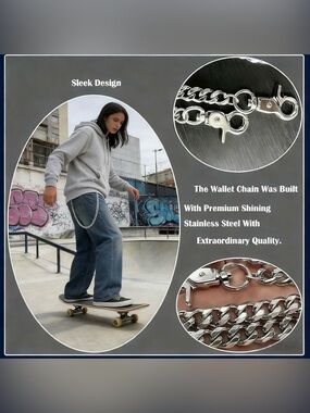 Stainless Steel Wallet Chain for Men - Silver